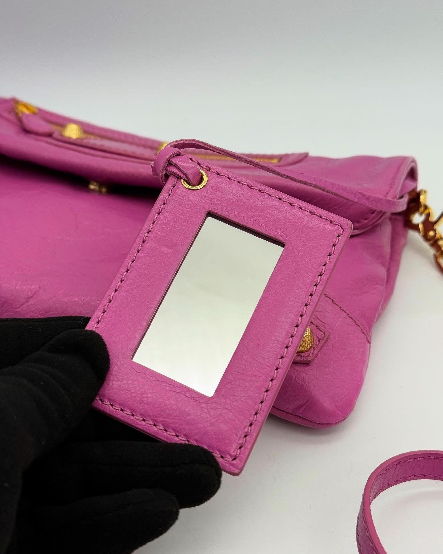 Balenciaga Bubblegum Pink Leather GGH Envelop Clutch Bag