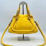 Chloe Yellow Pebbled Leather Medium Paraty Bag