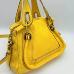 Chloe Yellow Pebbled Leather Medium Paraty Bag