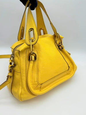 Chloe Yellow Pebbled Leather Medium Paraty Bag