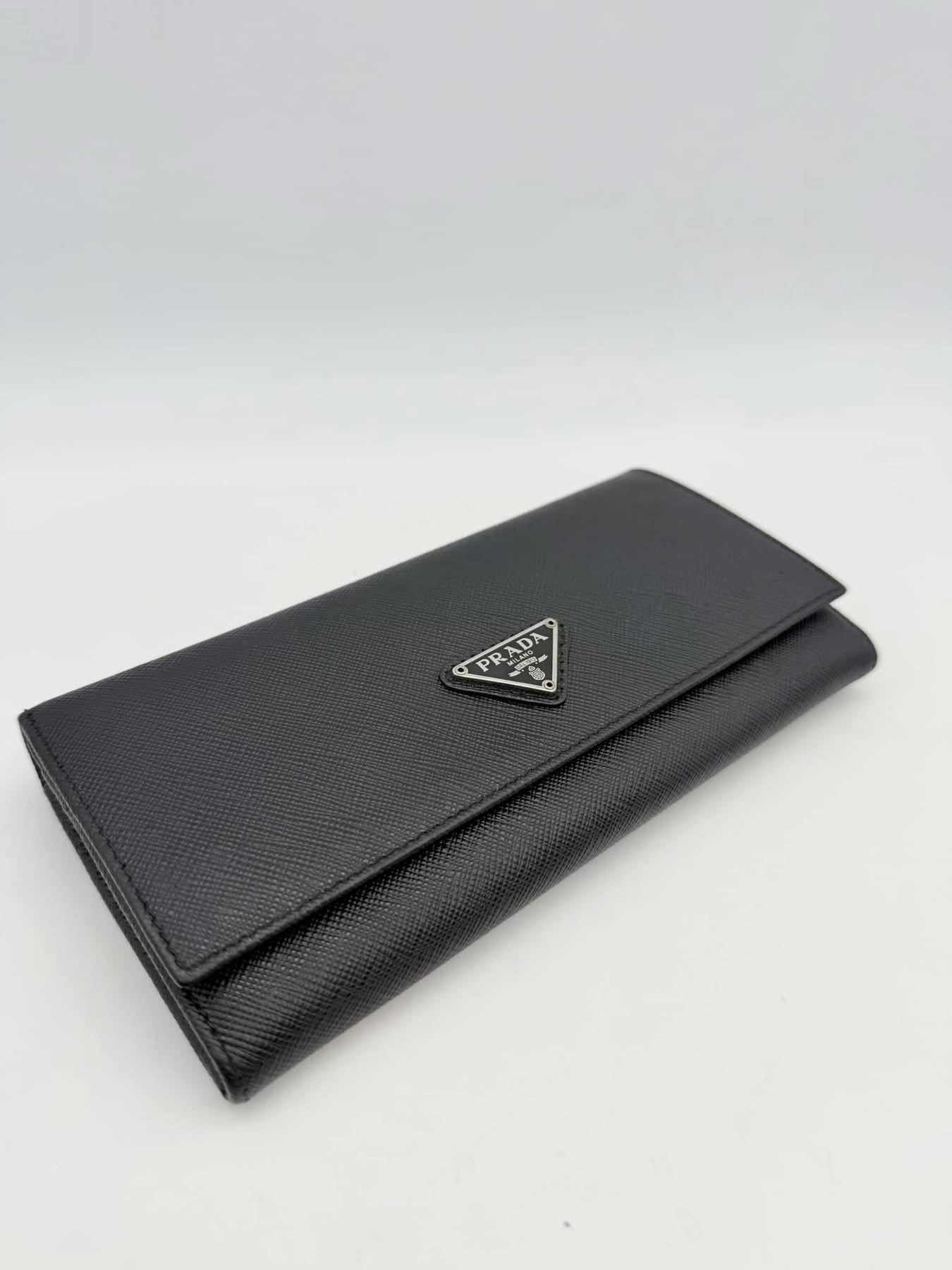 Prada Black Saffiano Leather Long Wallet