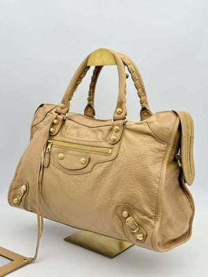 Balenciaga Beige Leather Giant 12 Motocross City Bag