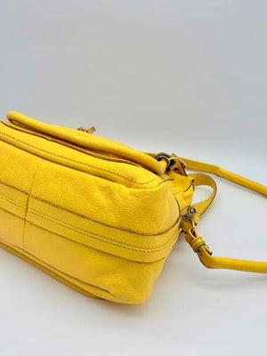 Chloe Yellow Pebbled Leather Medium Paraty Bag