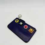 Fendi Vitello Liberty Studded Coin Pouch Key Case Blueberry Multicolor