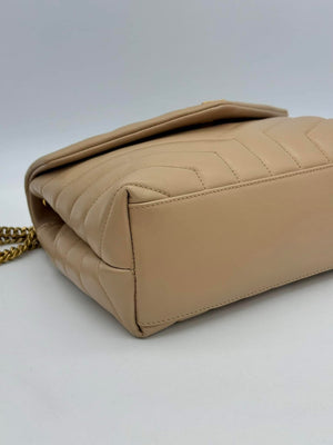 Saint Laurent LouLou Beige Small Leather Shoulder Bag