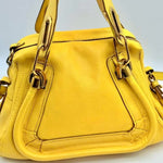 Chloe Yellow Pebbled Leather Medium Paraty Bag