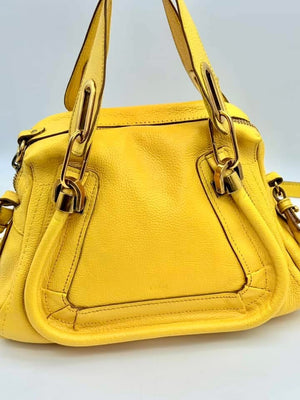 Chloe Yellow Pebbled Leather Medium Paraty Bag