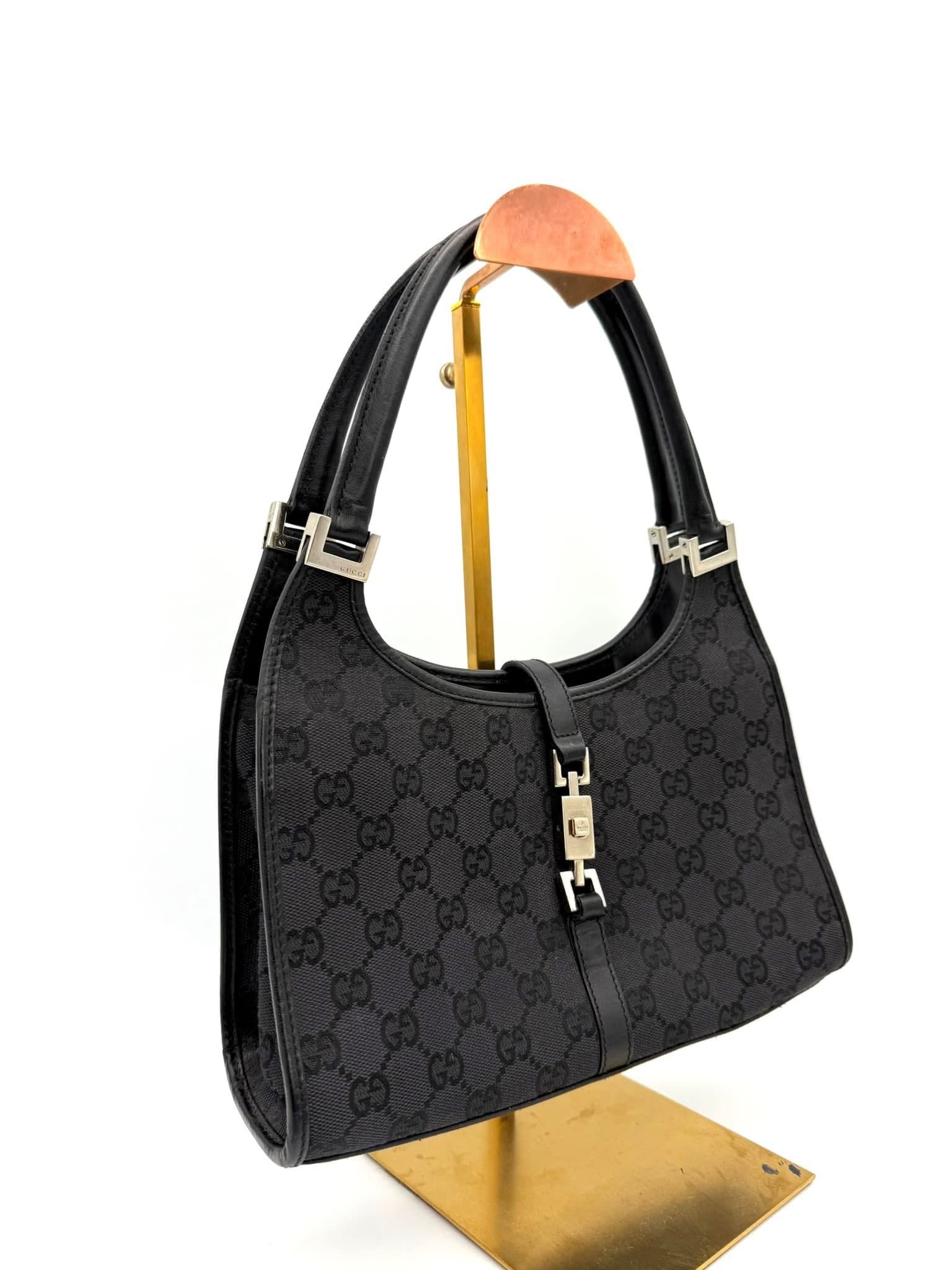 Gucci Black GG Canvas Jackie Shoulder Bag