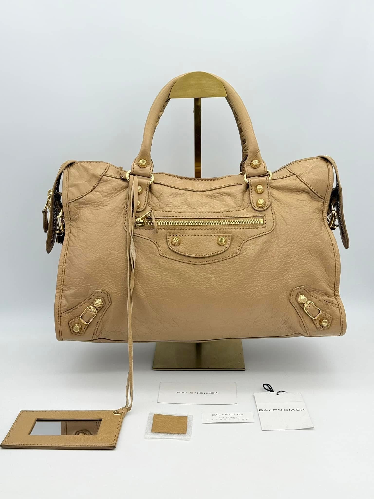 Balenciaga Beige Leather Giant 12 Motocross City Bag