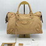 Balenciaga Beige Leather Giant 12 Motocross City Bag