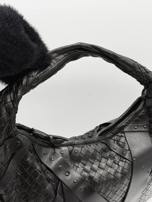 Bottega Veneta Shoulder Bag Intrecciato Leather Black