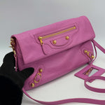 Balenciaga Bubblegum Pink Leather GGH Envelop Clutch Bag