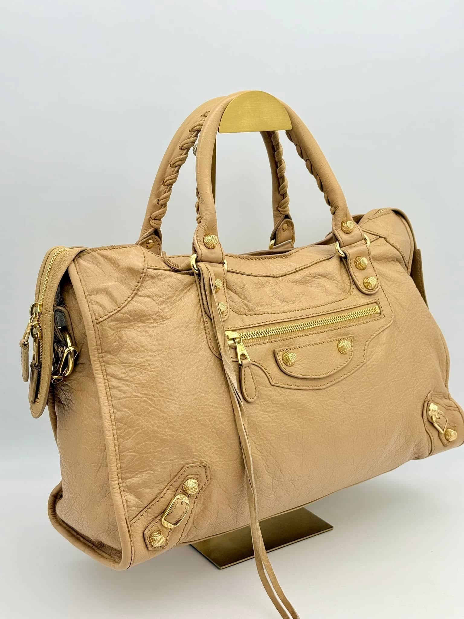 Balenciaga Beige Leather Giant 12 Motocross City Bag