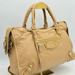 Balenciaga Beige Leather Giant 12 Motocross City Bag