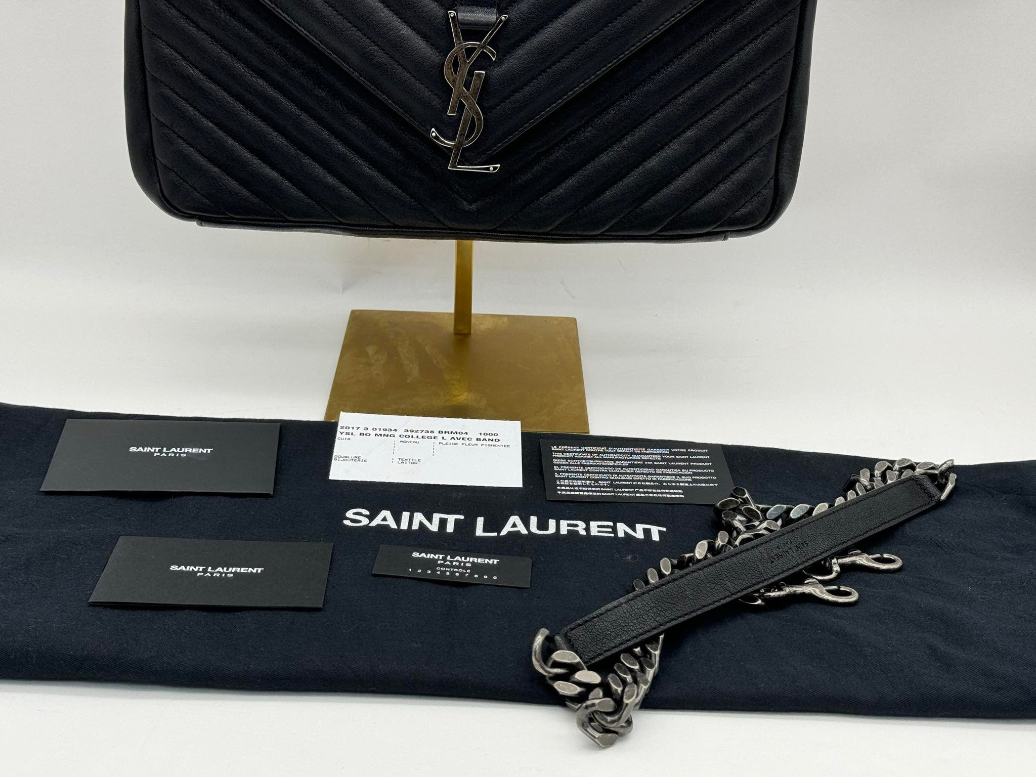 Saint Laurent Sheepskin Matelasse Chevron Monogram Large