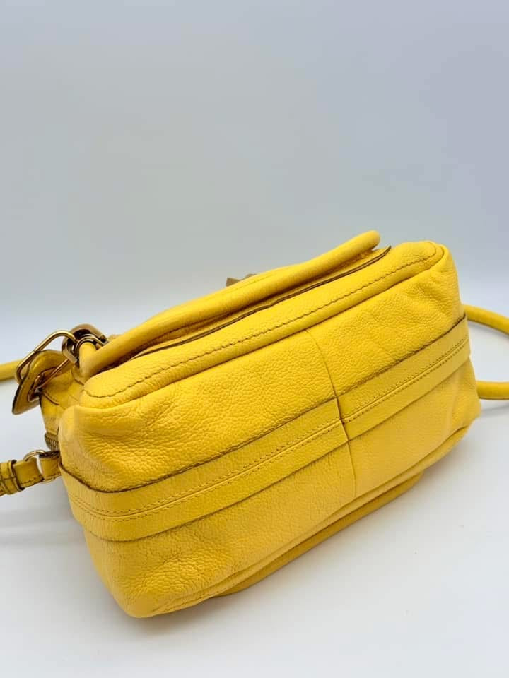 Chloe Yellow Pebbled Leather Medium Paraty Bag