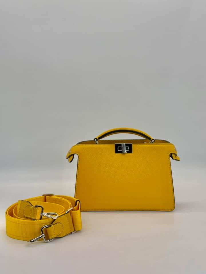 Fendi Peekaboo ISEEU X-CROSS Yellow Leather Bag