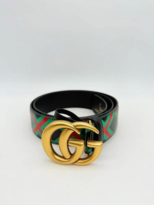 Gucci Textured Dollar Calfskin Criss-Cross Double G-Belt