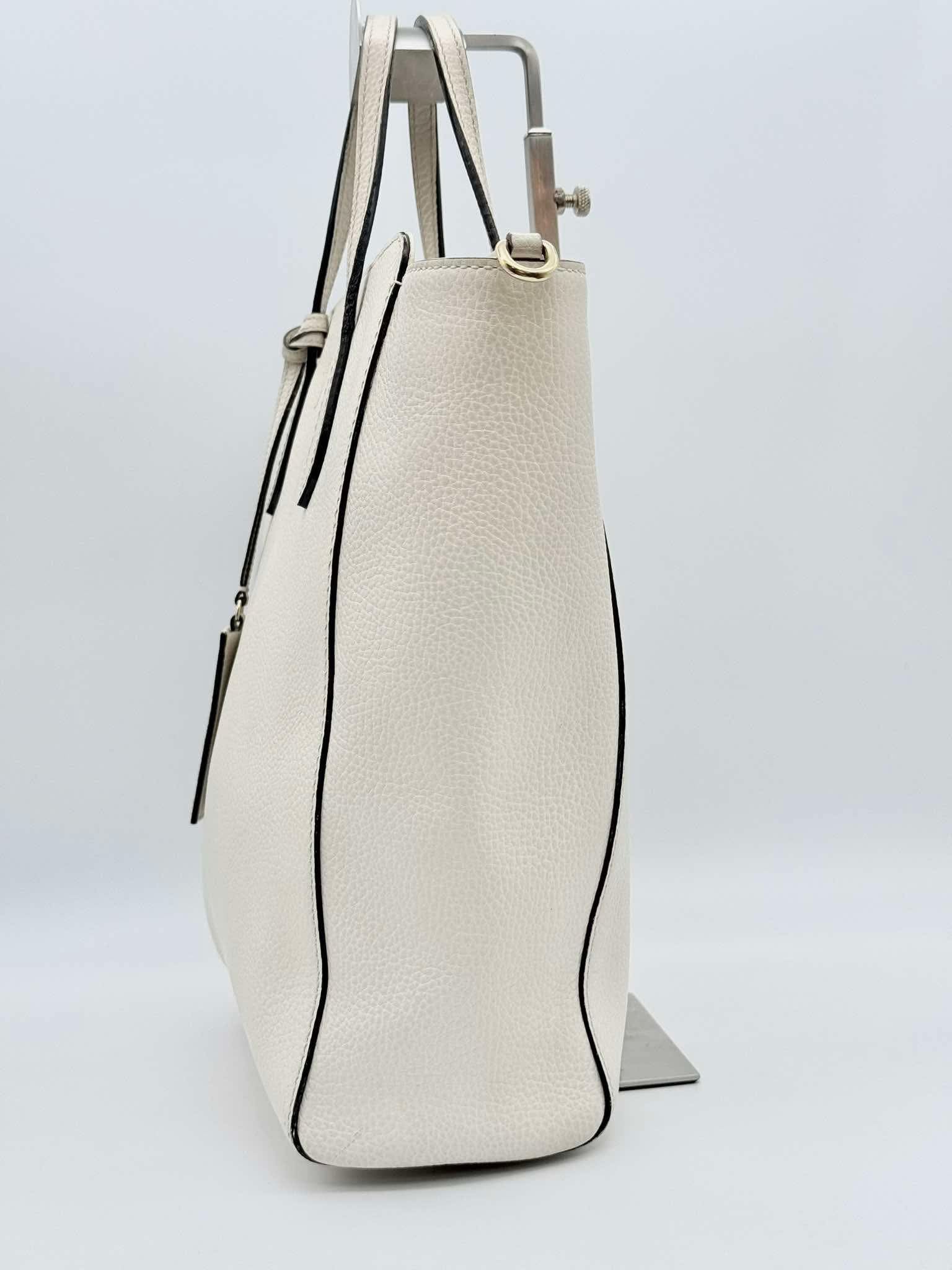 Gucci White Leather Swing Tote Bag