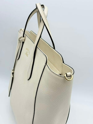 Gucci White Leather Swing Tote Bag