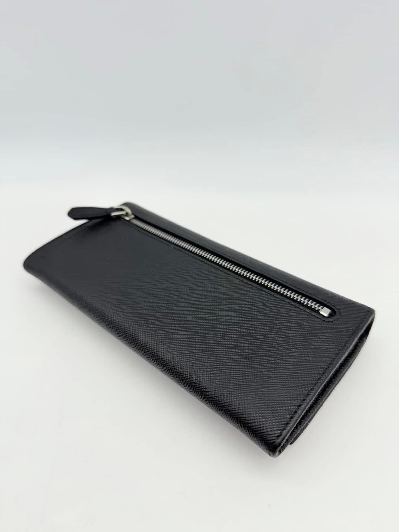 Prada Black Saffiano Leather Long Wallet