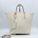 Gucci White Leather Swing Tote Bag