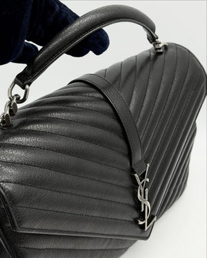 Saint Laurent College Large Matelasse Black Leather