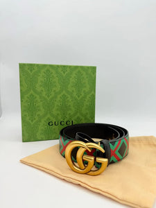 Gucci Textured Dollar Calfskin Criss-Cross Double G-Belt