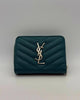 Yves Saint Laurent Caviar Teal Zip Wallet